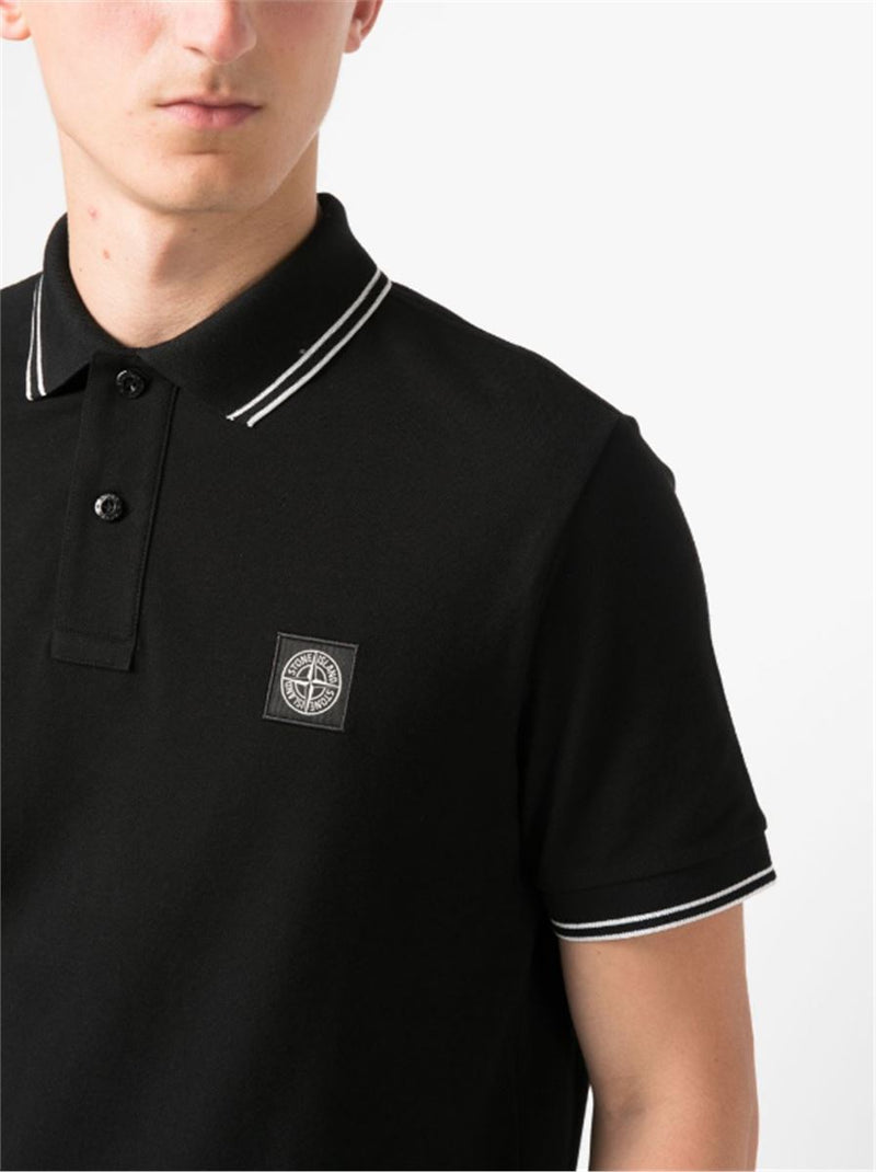COMPASS-PATCH COTTON POLO SHIRT