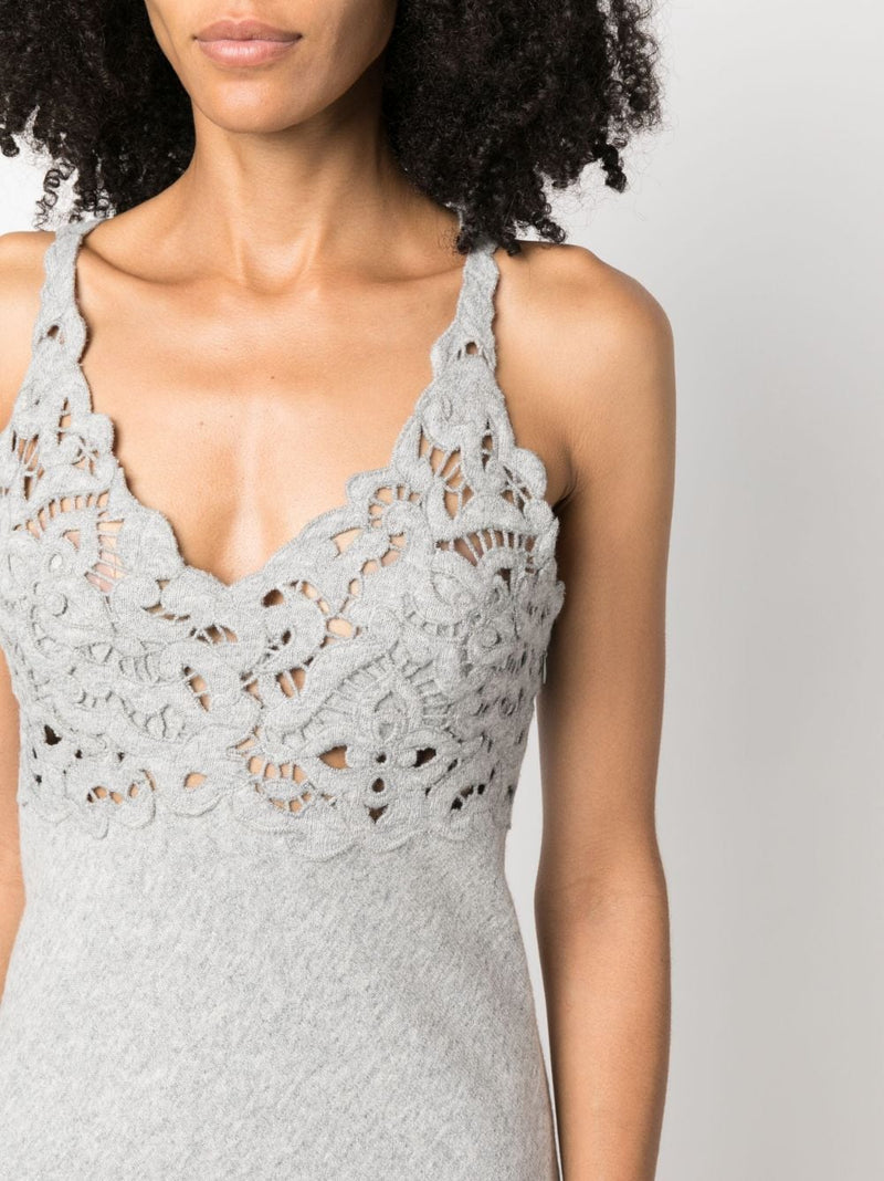 CROCHET-PANEL SLEEVELESS DRESS