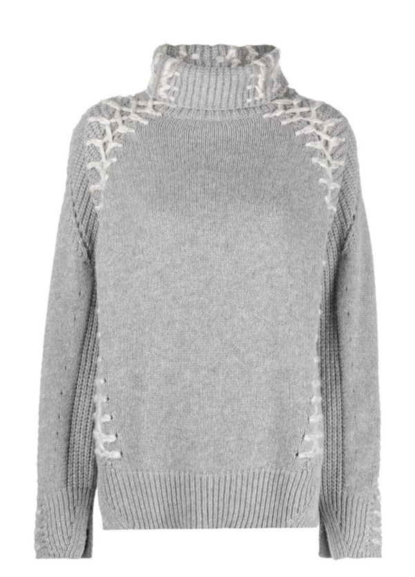 DECORATIVE-STITCH RIBBED-KNIT JUMPER