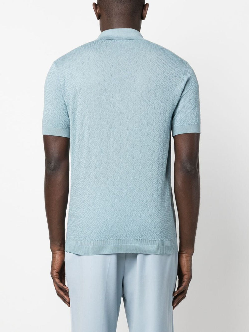 LA GRECA POINTELLE-KNIT POLO SHIRT