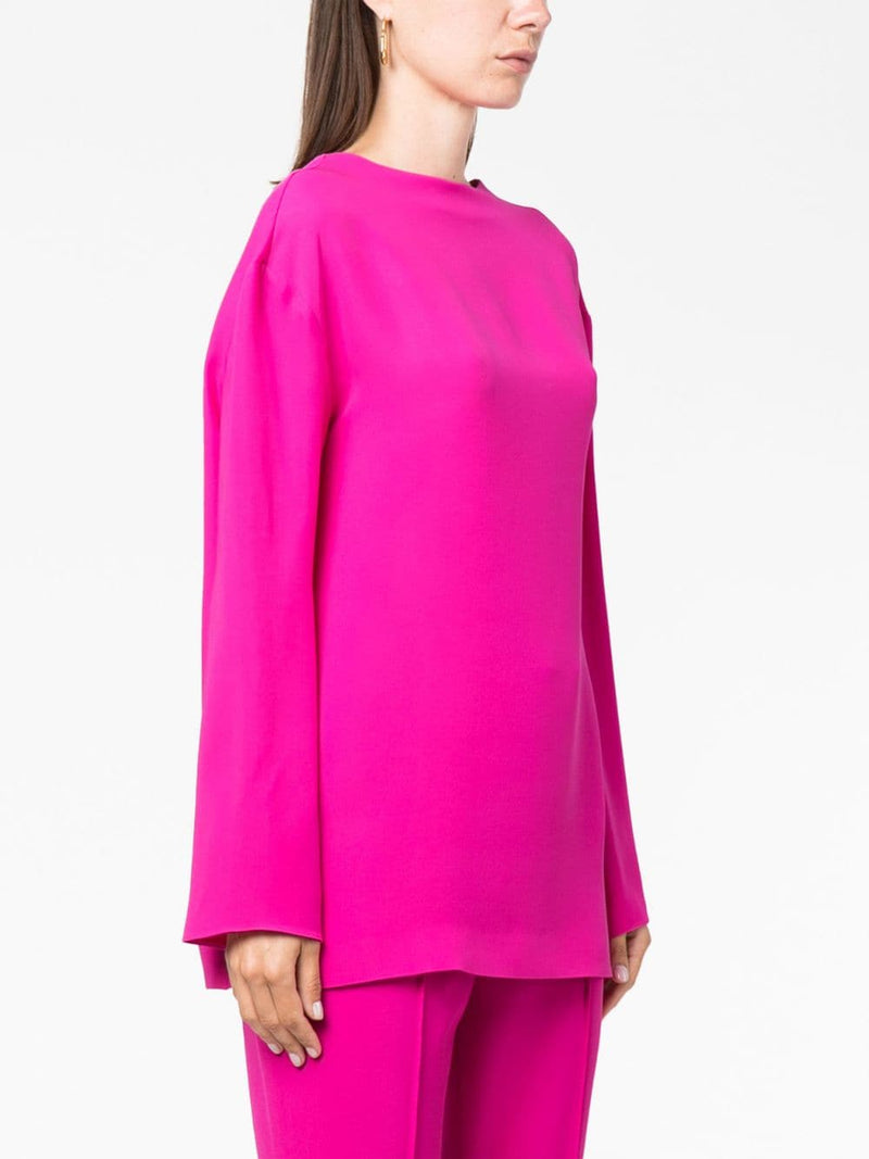 DRAPED-BACK SILK BLOUSE