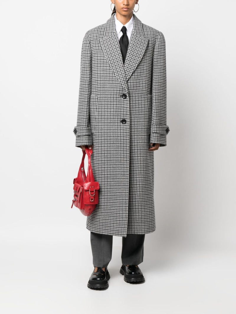 HOUNDSTOOTH-PATTERN VIRGIN-WOOL COAT