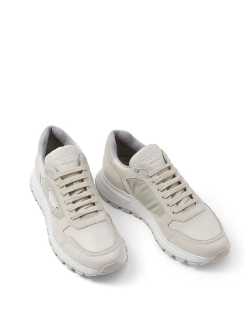 LOGO-PLAQUE HIGH-TOP LEATHER SNEAKERS