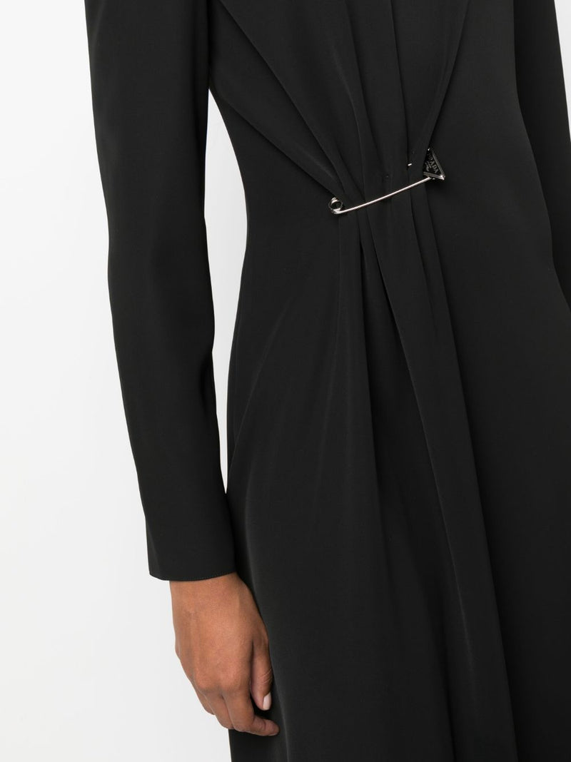 SAFETY-PIN GATHERED MIDI DRESS