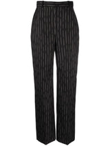 HIGH-WAISTED STRIPED WOOL TROUSERS