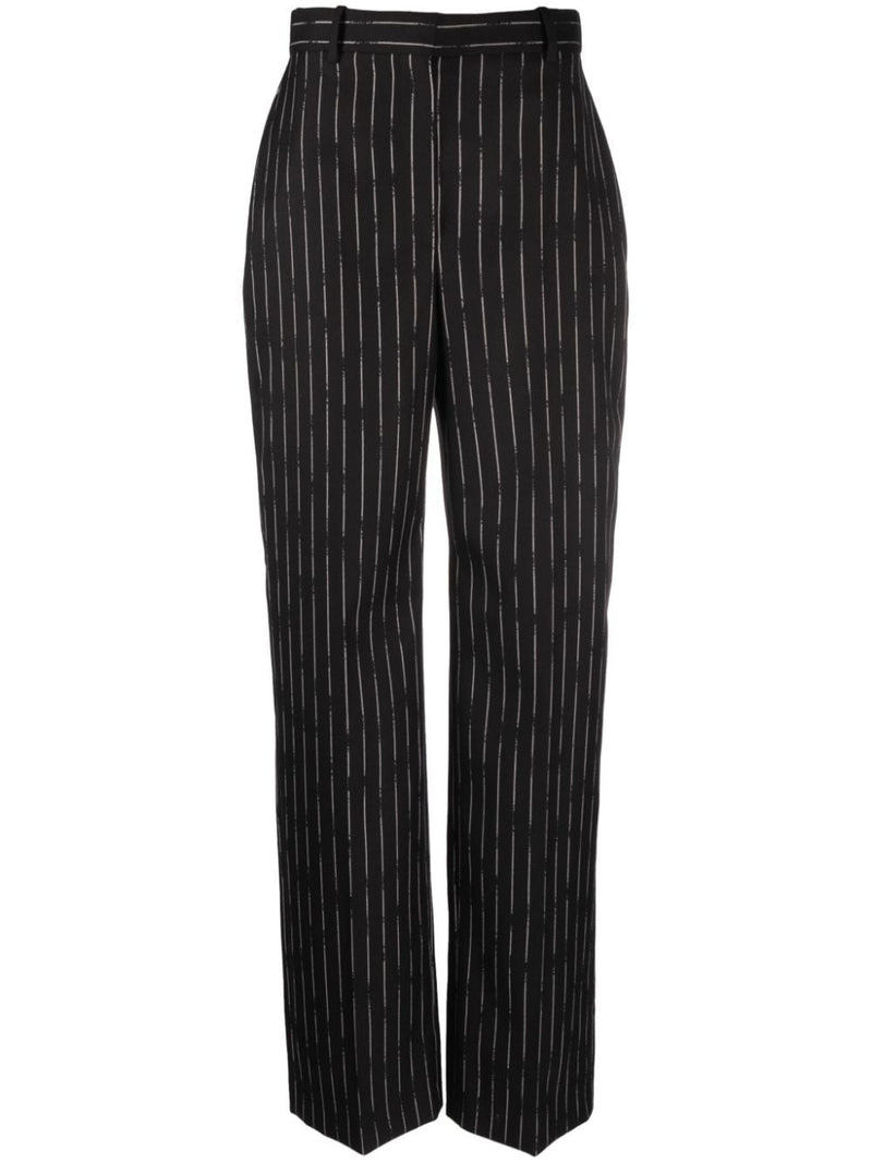 HIGH-WAISTED STRIPED WOOL TROUSERS