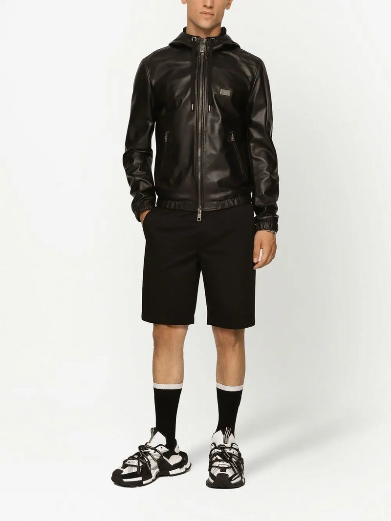 LEATHER HOODED JACKET
