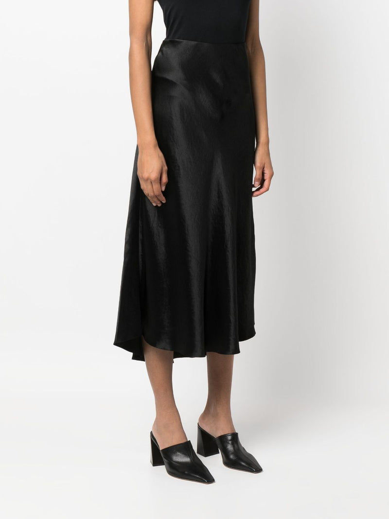 SATIN-FINISH DRAPED MIDI SKIRT
