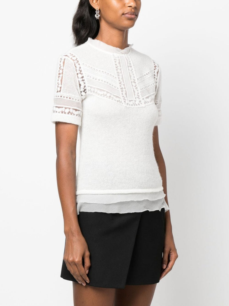 FLORAL-LACE SHORT-SLEEVE JUMPER