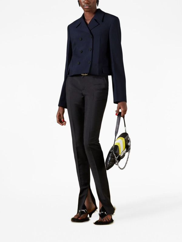 DOUBLE-BREASTED MOHAIR CROPPED JACKET