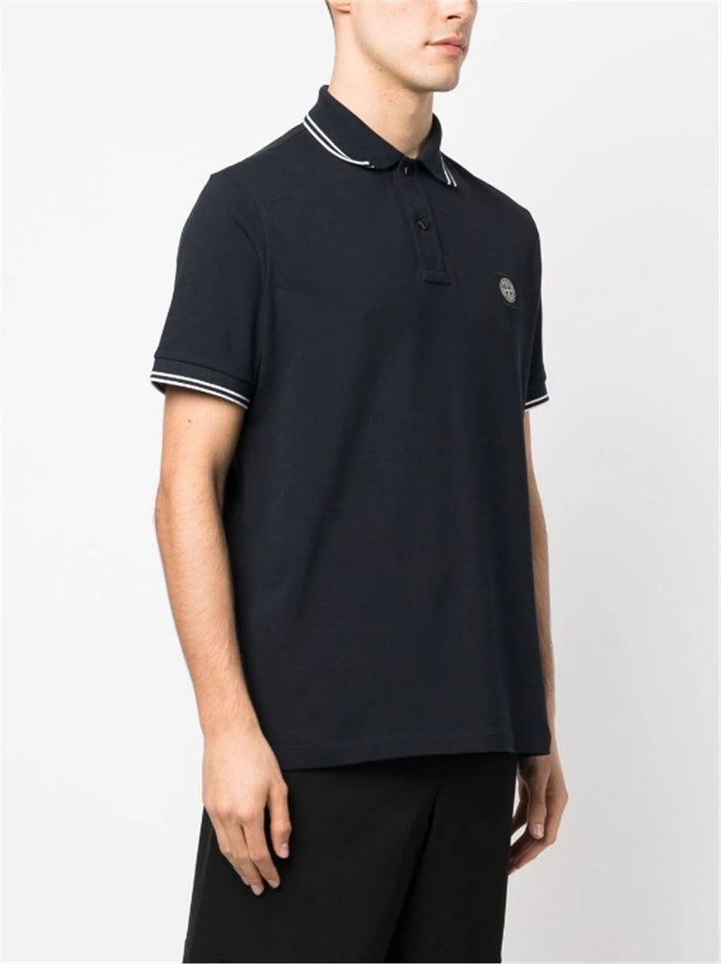 COMPASS-PATCH TIPPED POLO SHIRT