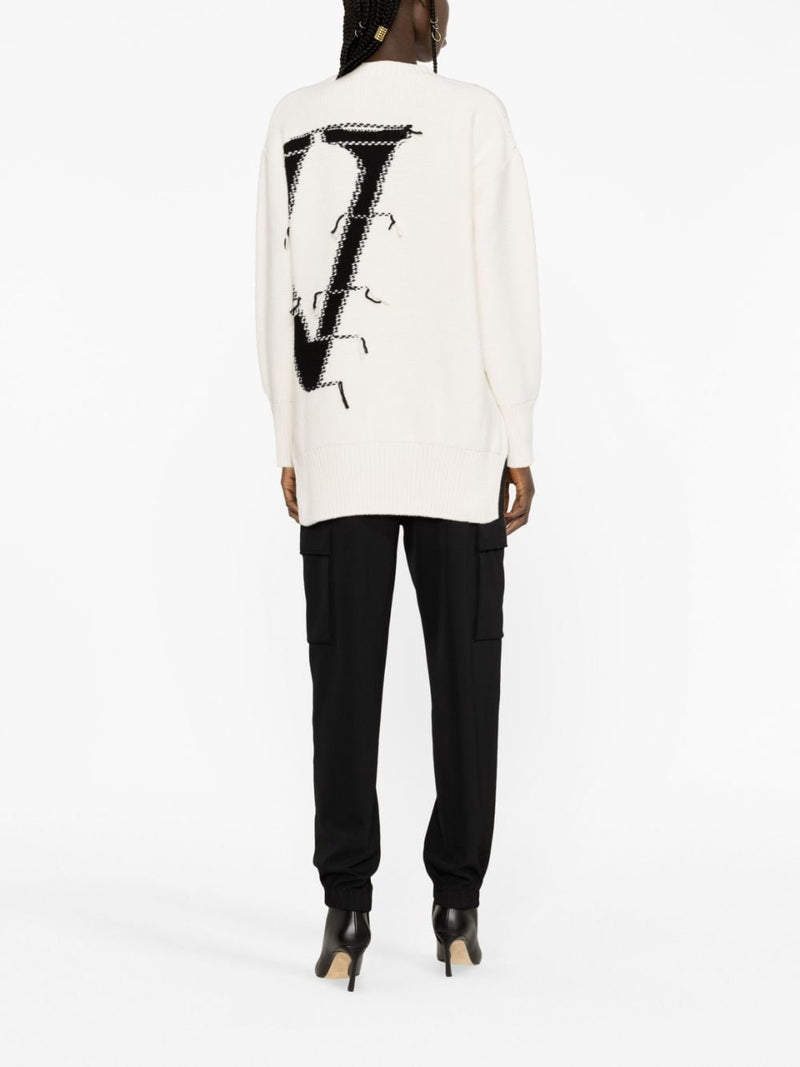 OW MAXI LOGO-INTARSIA JUMPER