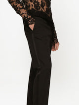 SATIN-TRIM TAILORED TROUSERS