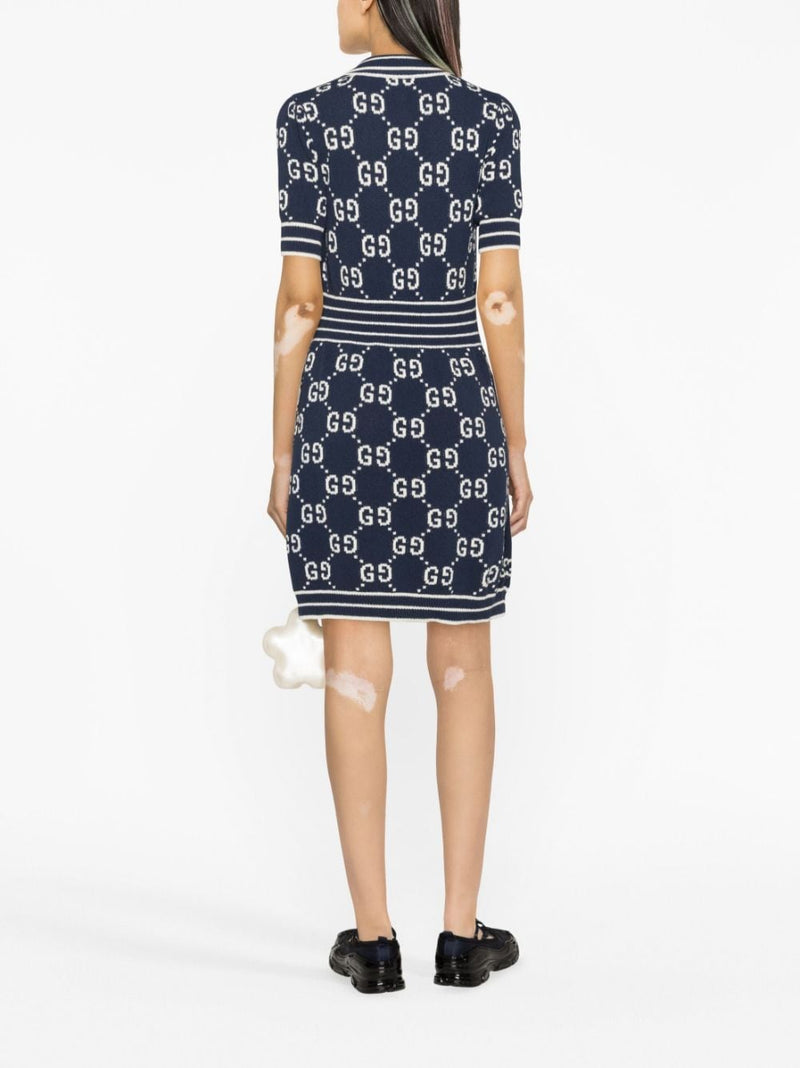 GG DAMIER-JACQUARD POLO DRESS