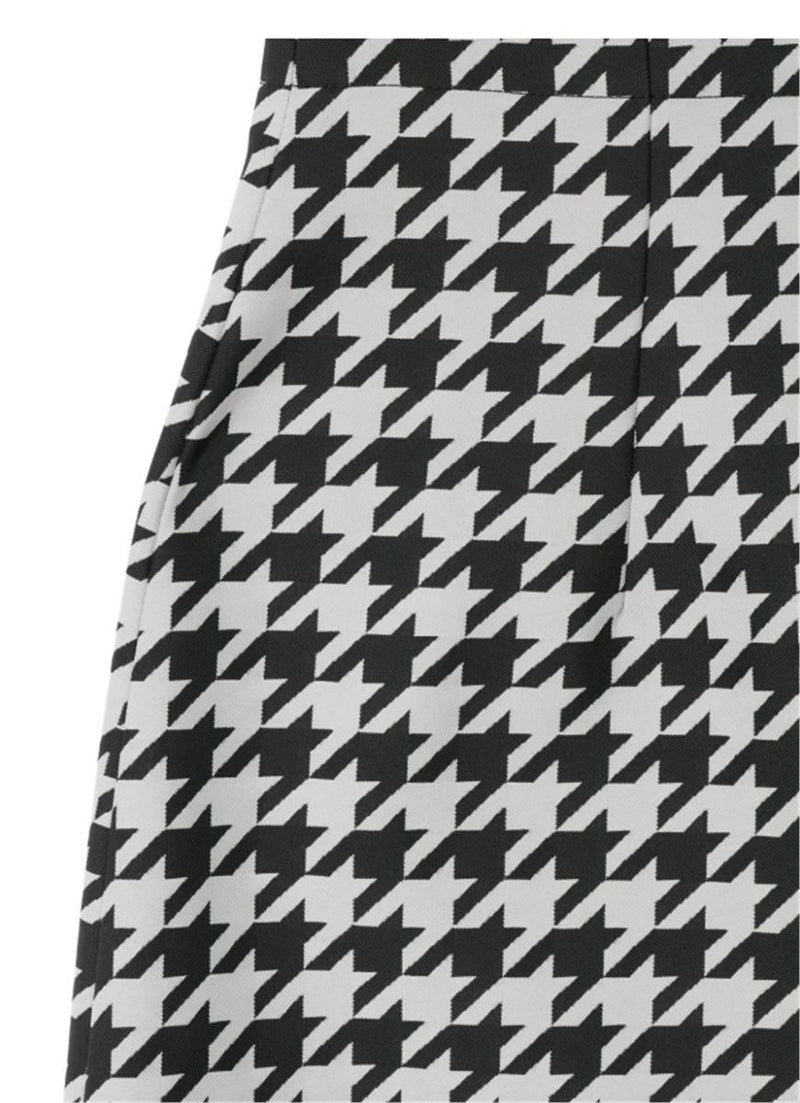 HOUNDSTOOTH-PATTERN GABARDINE CROPPED TROUSERS