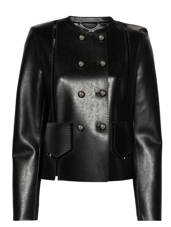 CUT-OUT DETAILING LEATHER JACKET