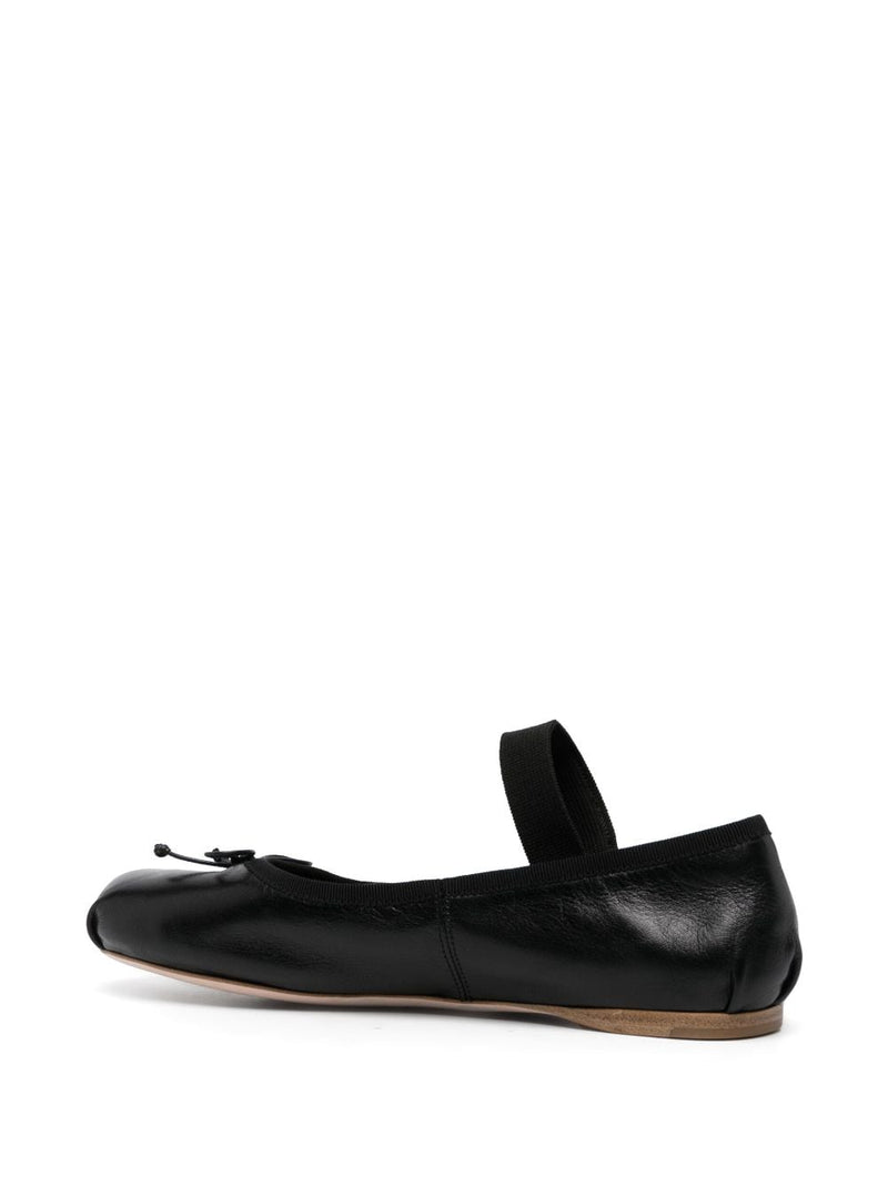 LOGO-PRINT LEATHER BALLERINA SHOES