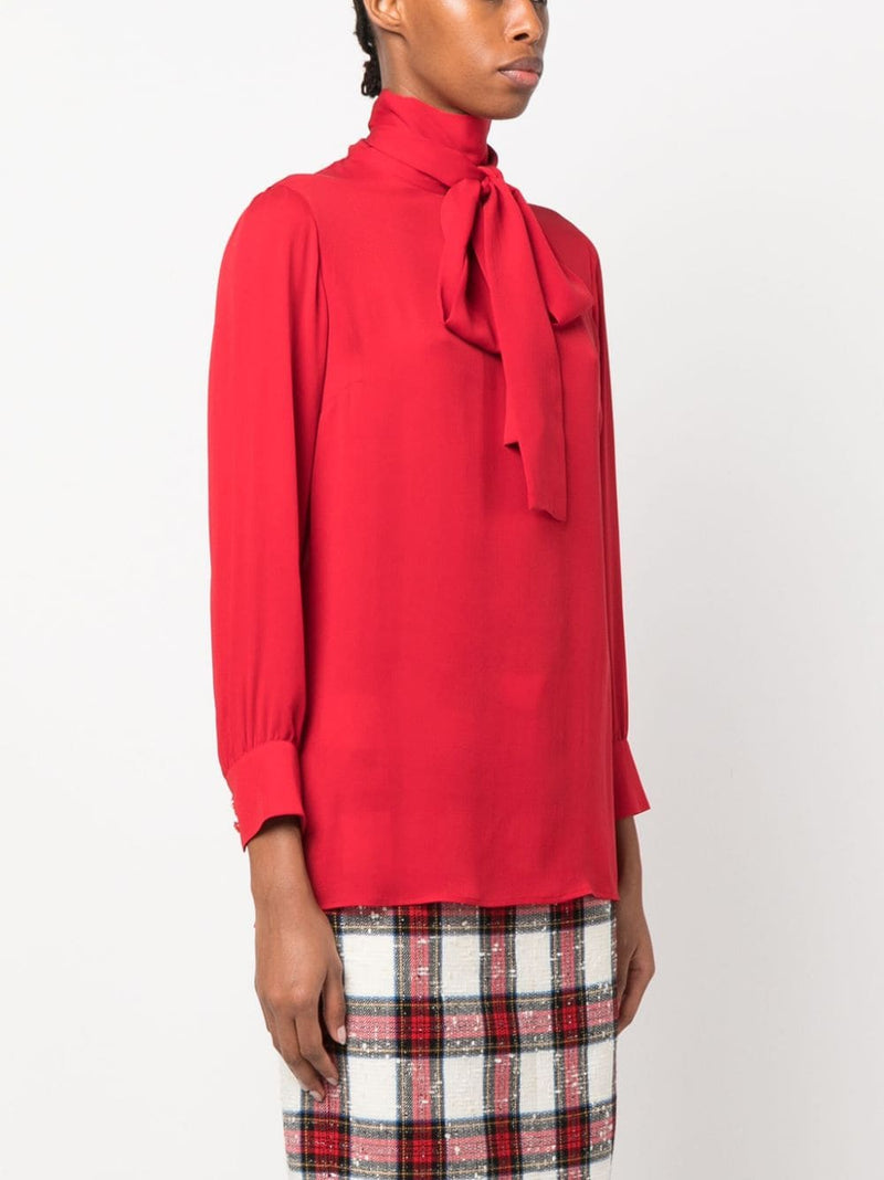 TIE-NECK SILK BLOUSE