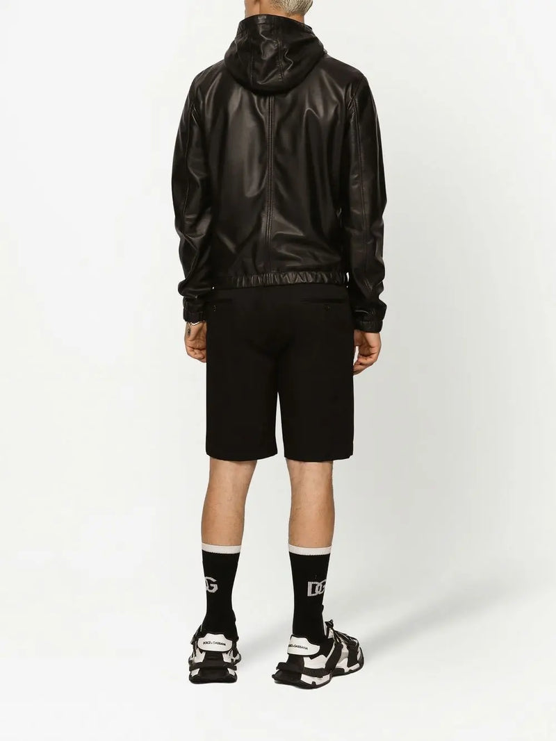 LEATHER HOODED JACKET