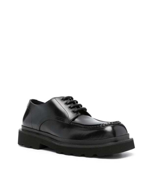 SQUARE-TOE LEATHER DERBY SHOES