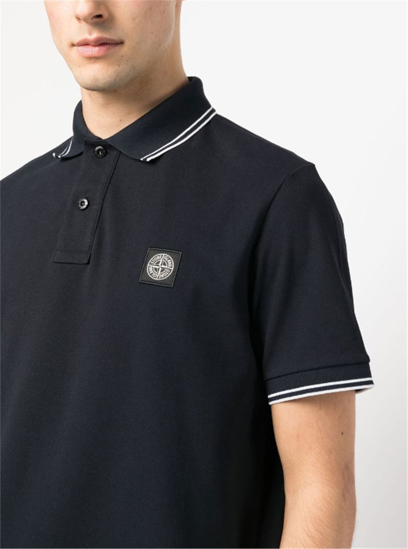 COMPASS-PATCH TIPPED POLO SHIRT