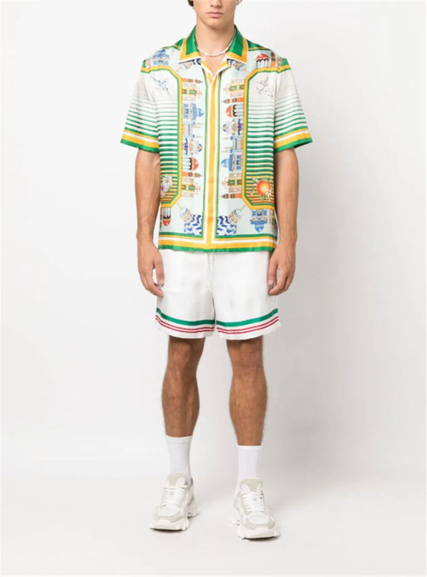 GRAPHIC-PRINT SILK SHIRT