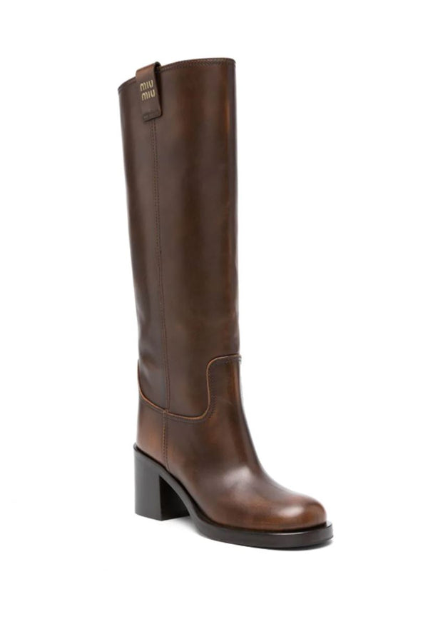 LOGO-TAB KNEE-HIGH BOOTS