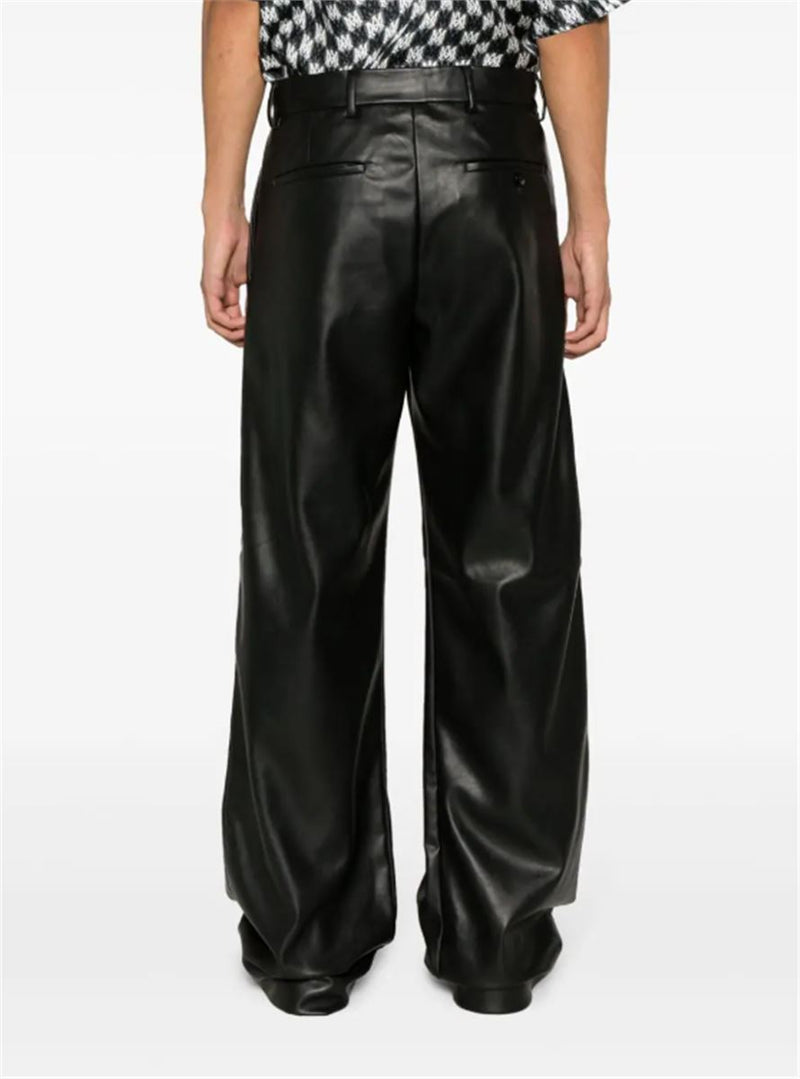 FAUX-LEATHER FLARED TROUSERS