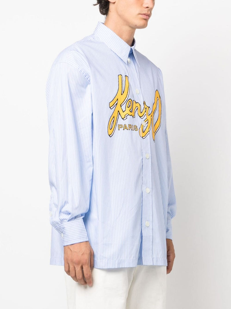 LOGO-PRINT STRIPED COTTON SHIRT