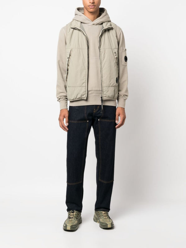 DIAGONAL LENS-DETAIL FLEECE HOODIE