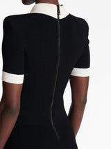 RIBBED-KNIT POLO MINIDRESS