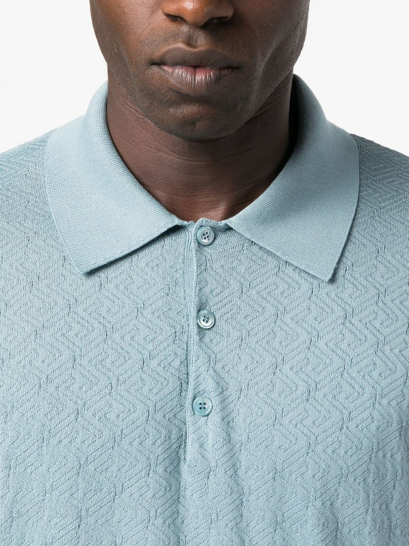 LA GRECA POINTELLE-KNIT POLO SHIRT