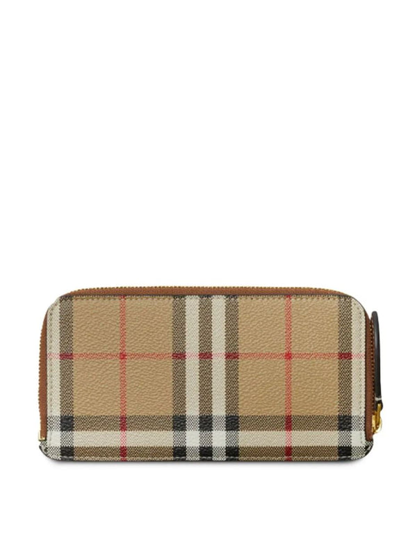 VINTAGE CHECK-PATTERN ZIPPED WALLET