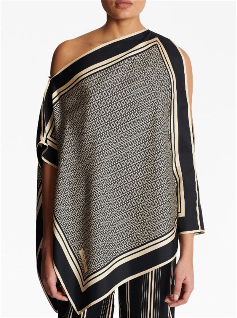 ASYMMETRIC MONOGRAM SILK TOP