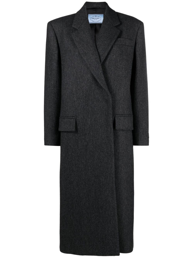 LOGO-APPLIQUÉ WOOL COAT