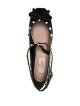 ROCKSTUD SATIN BALLERINA SHOES