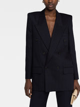 PINSTRIPE DOUBLE-BREASTED BLAZER
