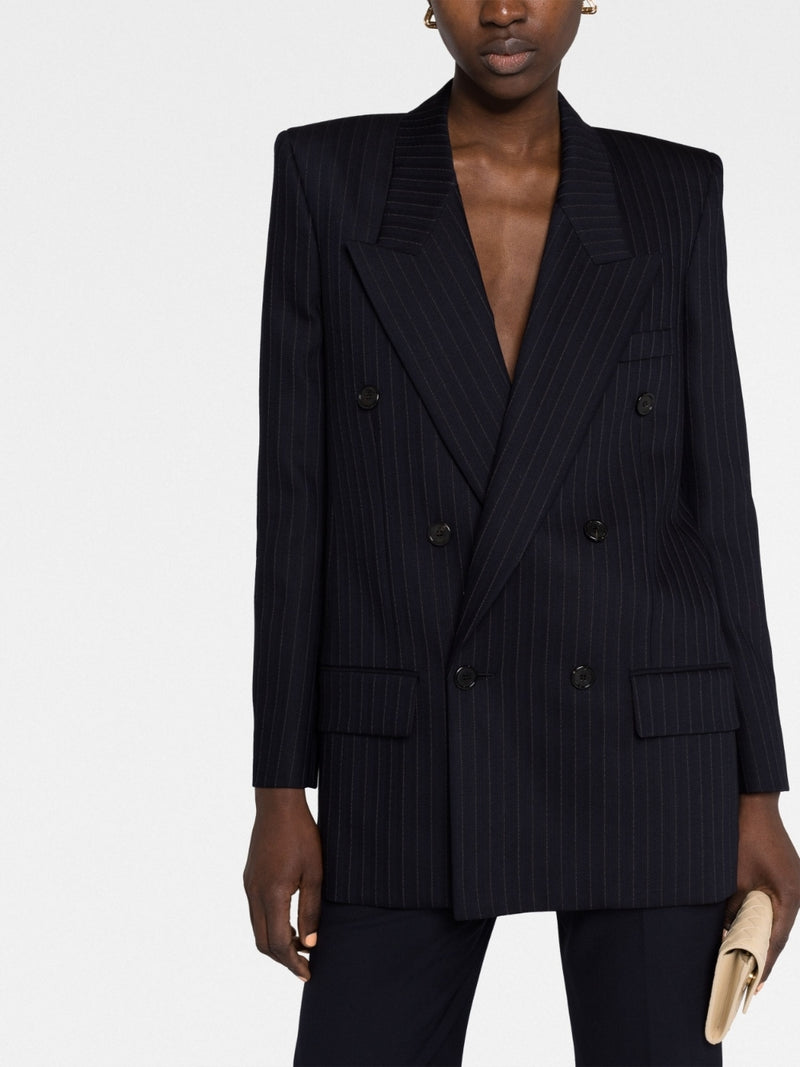 PINSTRIPE DOUBLE-BREASTED BLAZER