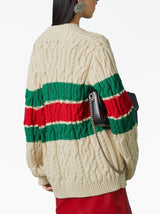 WEB STRIPE CABLE-KNIT CARDIGAN