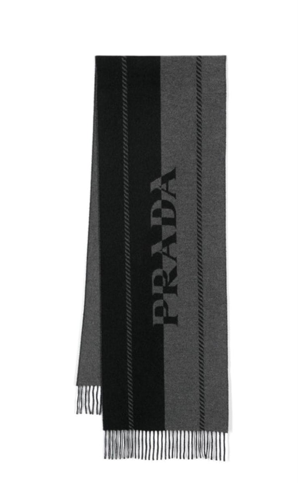 INTARSIA KNIT-LOGO WOOL SCARF