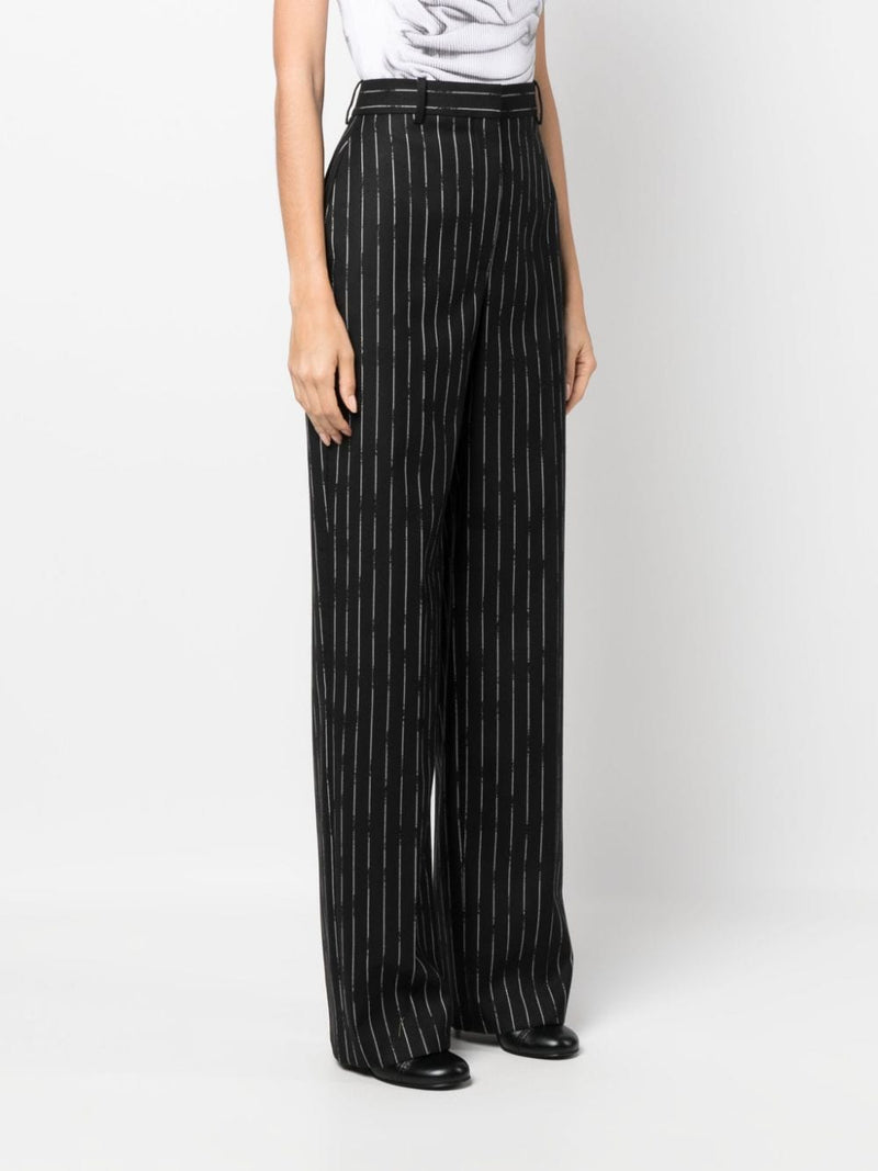 HIGH-WAISTED STRIPED WOOL TROUSERS