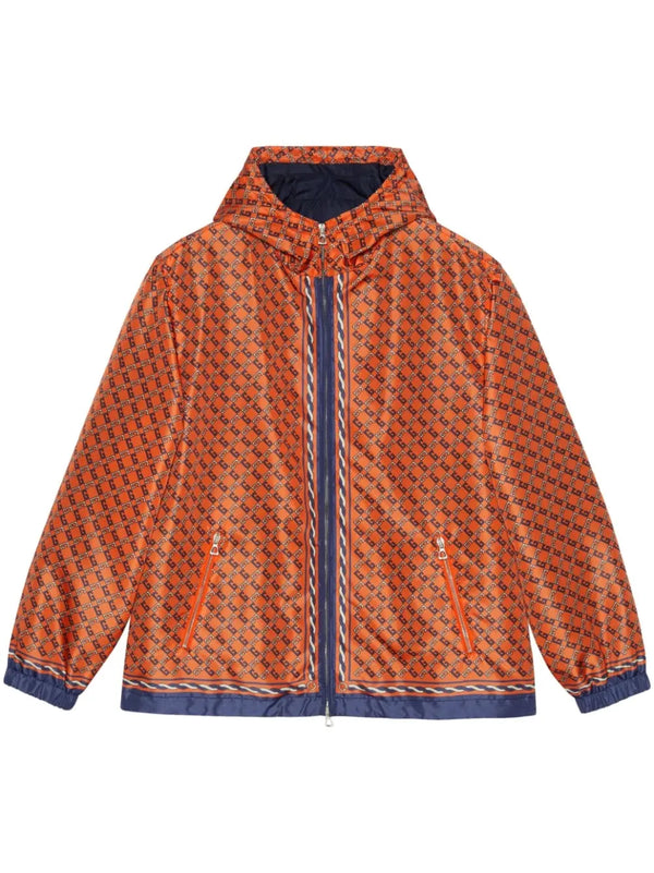 LOGO-PRINT SLOUCHY-HOOD WINDBREAKER