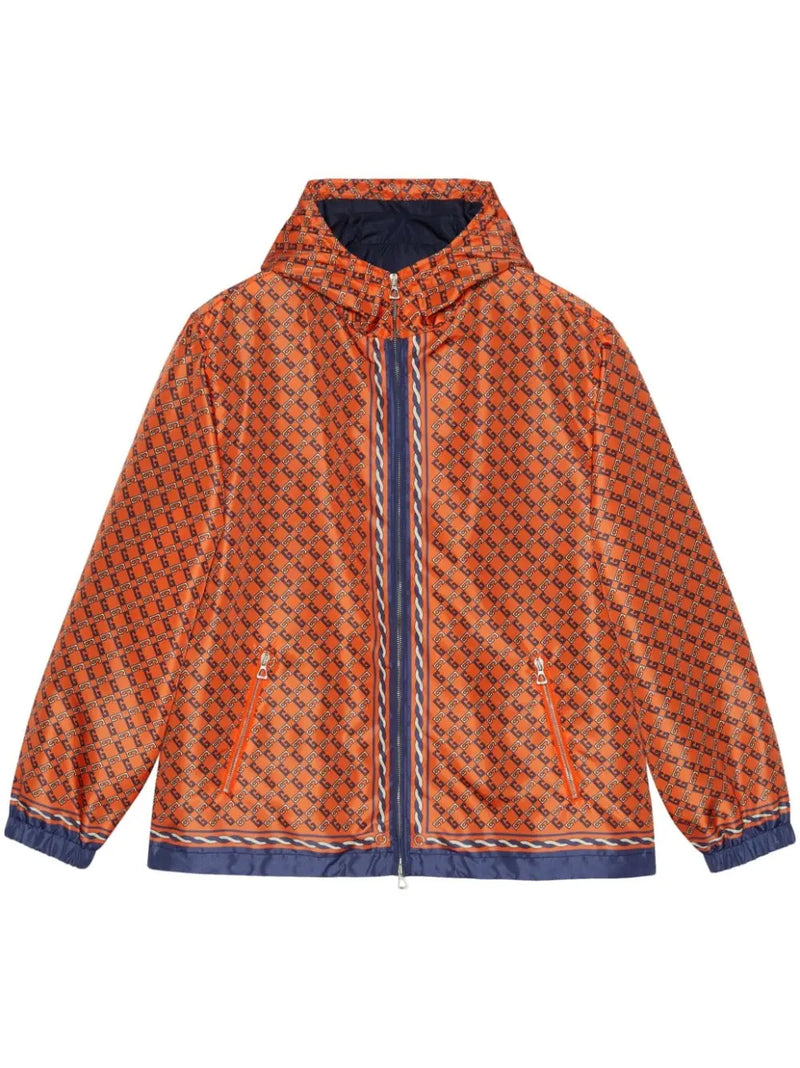 LOGO-PRINT SLOUCHY-HOOD WINDBREAKER