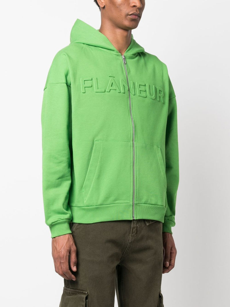 LOGO-EMBOSSED ZIP-UP HOODIE