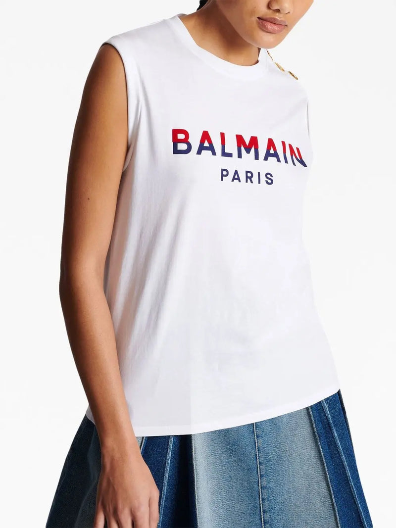 FLOCKED-LOGO TANK TOP
