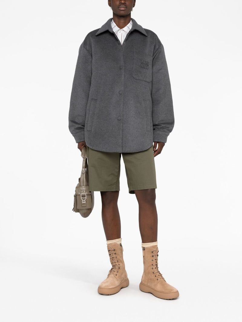 LOGO-EMBOSSED FELTED SHIRT JACKET