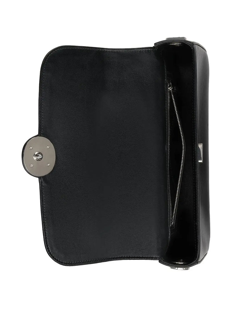 FOLDOVER-TOP LEATHER SHOULDER BAG