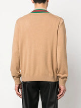 WEB-STRIPE CASHMERE CARDIGAN