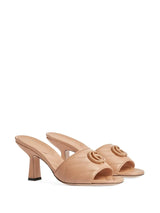 MATELASSÉ-EFFECT LEATHER MULES