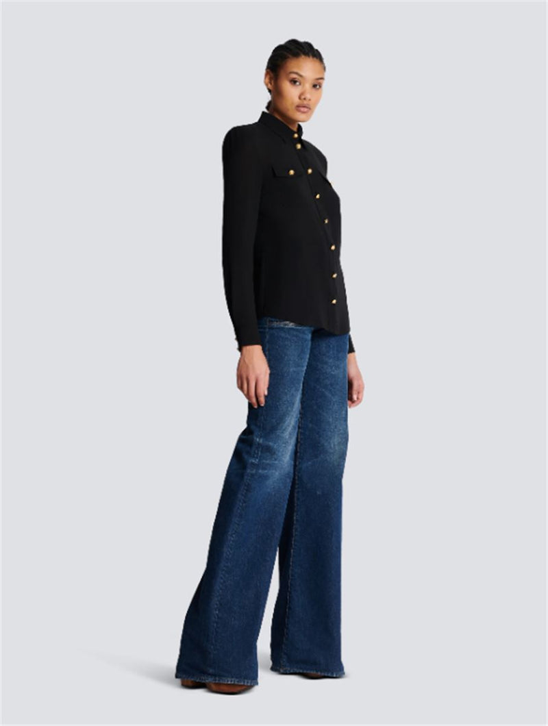 CREPE SHIRT WITH GOLDEN BUTTONS